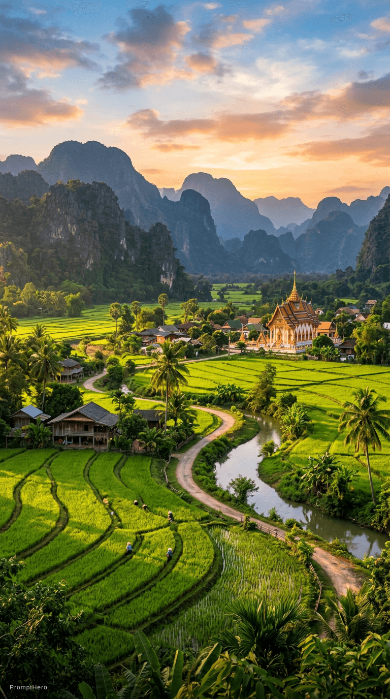 AI generated: Thai countryside view 