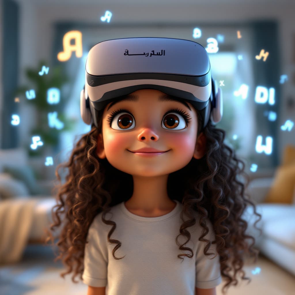 AI generated: A digital artwork from Pixar Disney 3D of a charming cute young girl with long curly hair wearing a ...