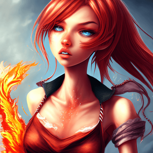 AI generated: m_style, 1girl, highly detailed, absurd res, perfect image, (flame_surge_style:0.8)