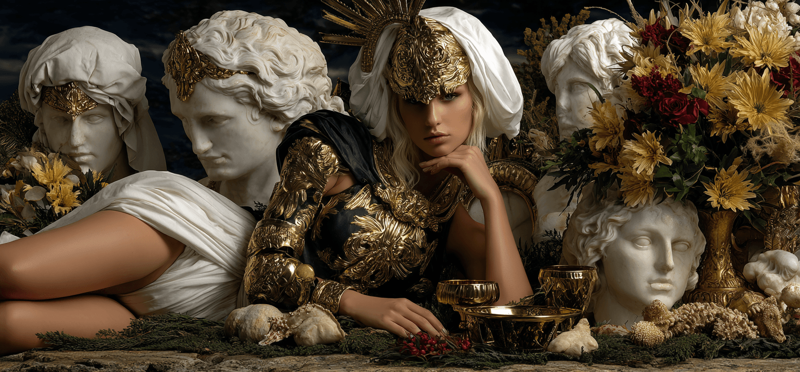 AI generated: An ultra-realistic photograph of an epic collage in the style of David LaChapelle and Peter Lindberg...