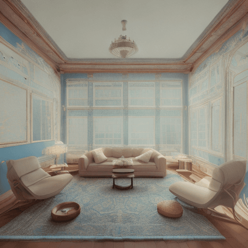 AI generated: High resolution photography interior design, dreamy sunken living room conversation pit, wooden floo...