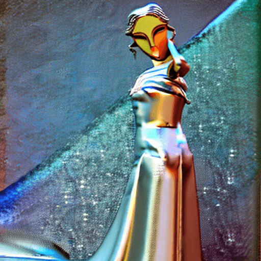 AI generated: The figure is of medium height, with a slender and graceful appearance. She wears a flowing silver g...