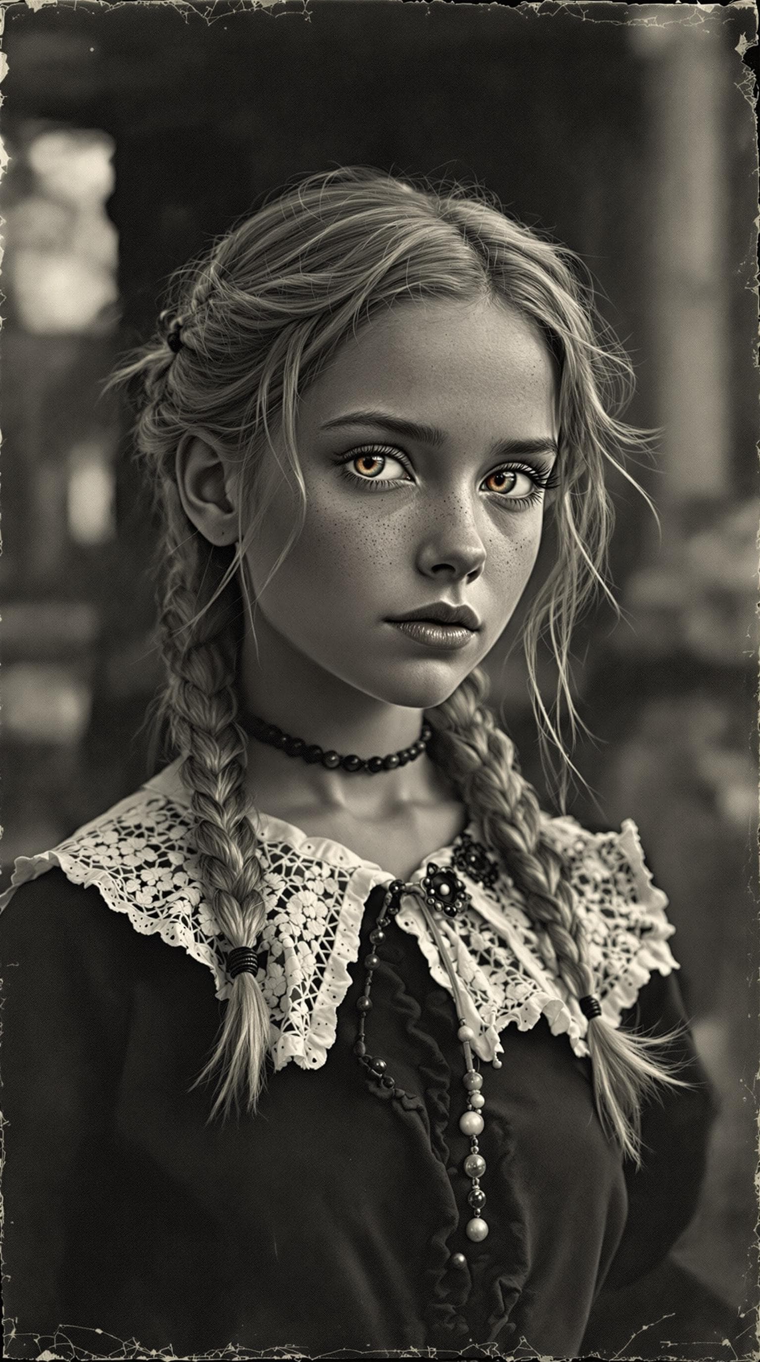 AI generated: a professional vintage black and white photo (photo paper have aged aged over time), of a exceptiona...