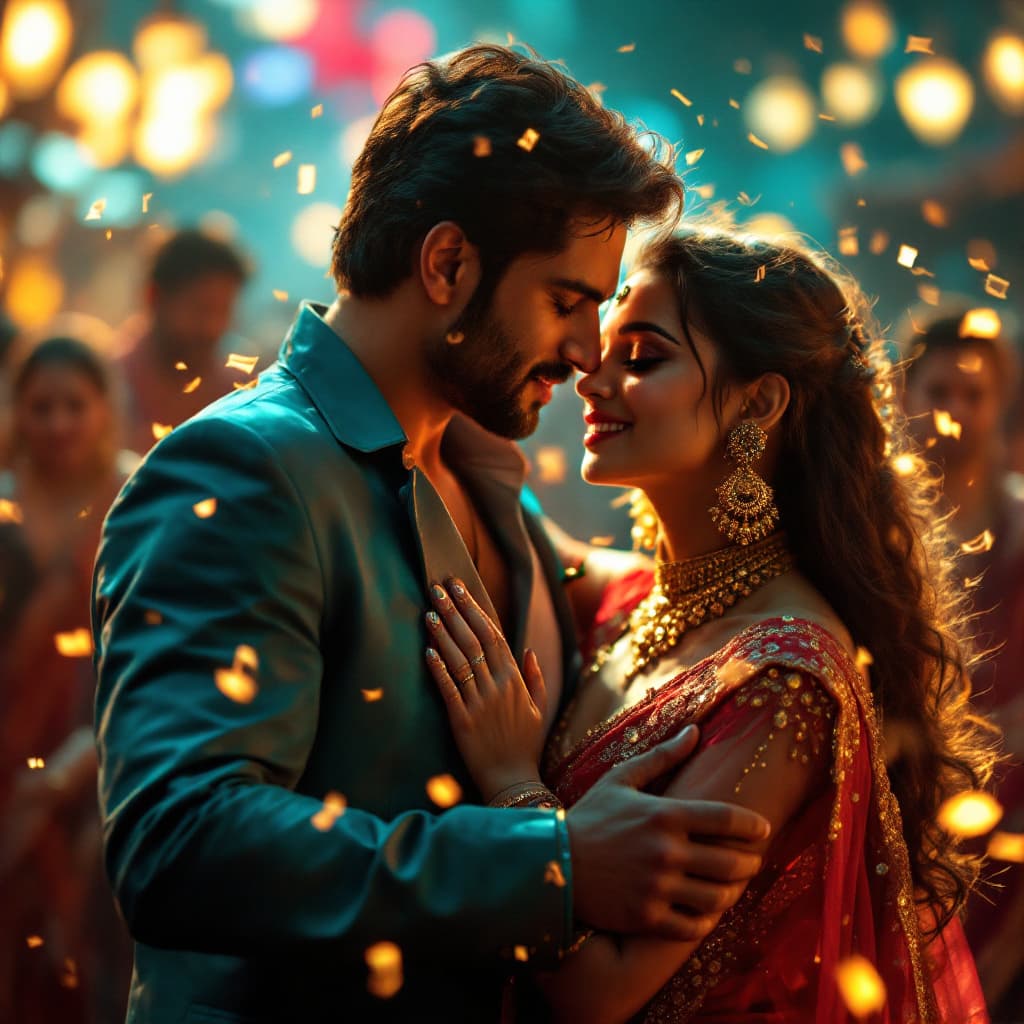 AI generated: Capture the dynamic and colorful essence of Bollywood, featuring a diverse range of films every Indi...