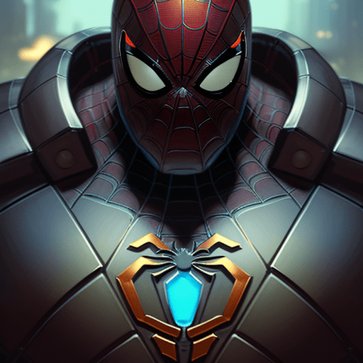 AI generated: homero.portrait of spiderman with cybernetic heavy armor, sci - fi, glowing intricate, full body, el...