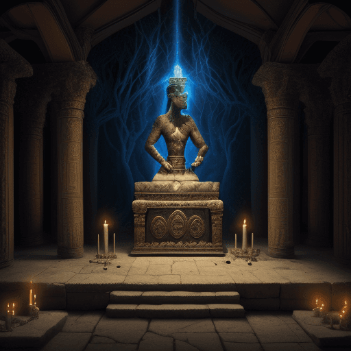 AI generated: Background Image: Choose an ancient, mystical setting, perhaps with an altar or sacred space.
The my...
