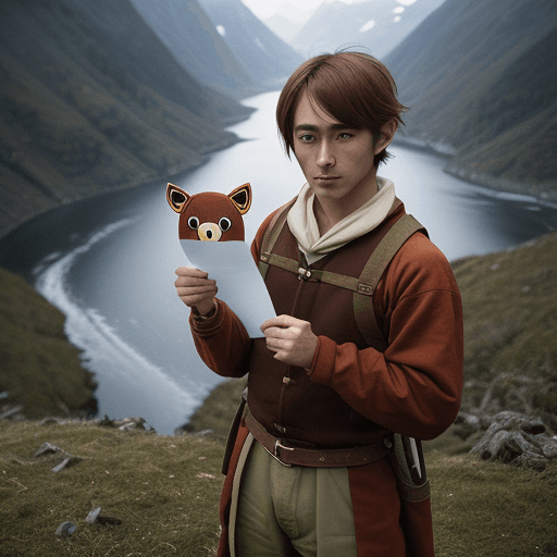AI generated: the anime character holding a piece of paper as an animal, in the style of max rive, detailed costum...
