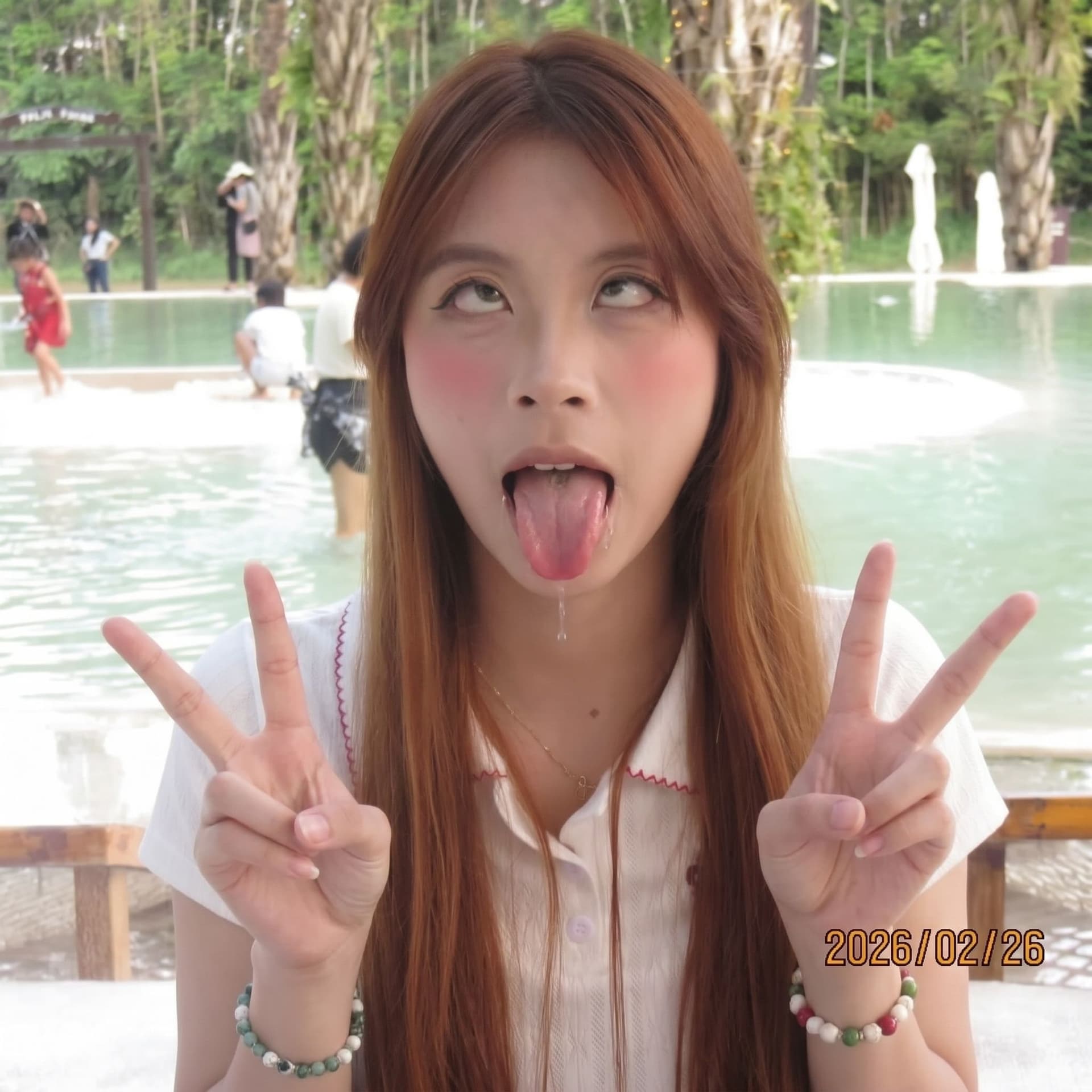 AI generated: ahegao, rolling eyes, cross-eyed, tongue out, open mouth, heavy blush, drooling, dazed expression, d...
