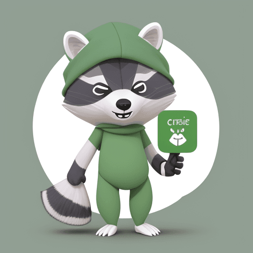 AI generated: Figure, cartoon, mascot, him, he, man, virtual, assistant, green, white, gray, cute, service, likeab...