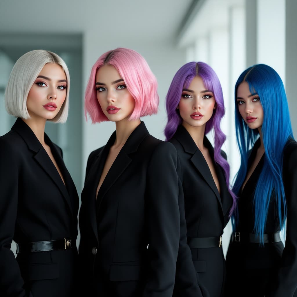 AI generated: A high-fashion editorial picture of four women servants in a style of modern fashion photography, on...