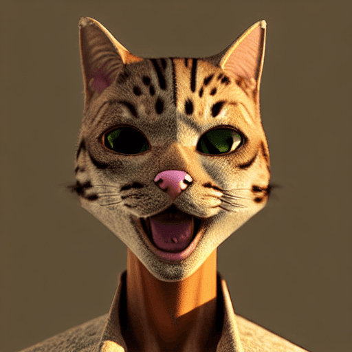 AI generated: cat head, anthropomorphic humanoid body, full growth, military character, high detail, hyperrealisti...
