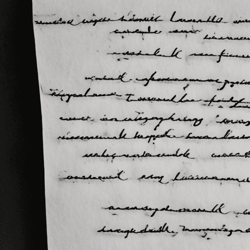 AI generated: A flimsy old hand-written note, cursive writing, fold lines. Fuzzy black and white photograph