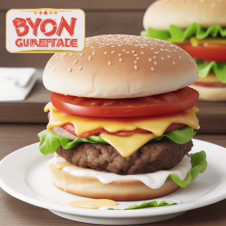AI generated: hamburger with bacon, lettuce, tomato and cheese| promotional image| hyperquality| products shot| fu...