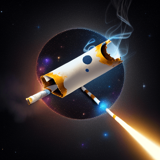 AI generated: Create a space-themed, abstract image of a cigarette emitting negative emotion emojis seamlessly ble...