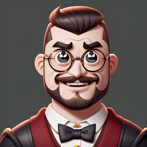 AI generated: 


logo of a man wearing glasses with little beard, midi fade haircut, thick lips, thick eyebrows, g...
