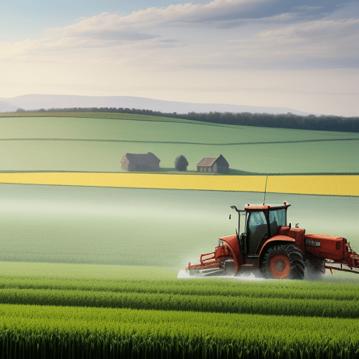 AI generated: 
create a rural atmosphere, there is a farmer plowing a field