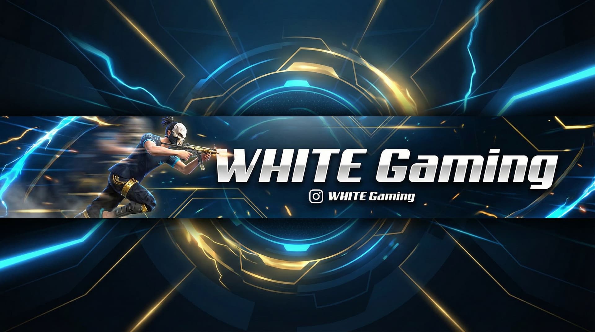 AI generated: Yt gaming channel banner channel name WHITE Gaming instagram icon insta id WHITE Gaming upload image...
