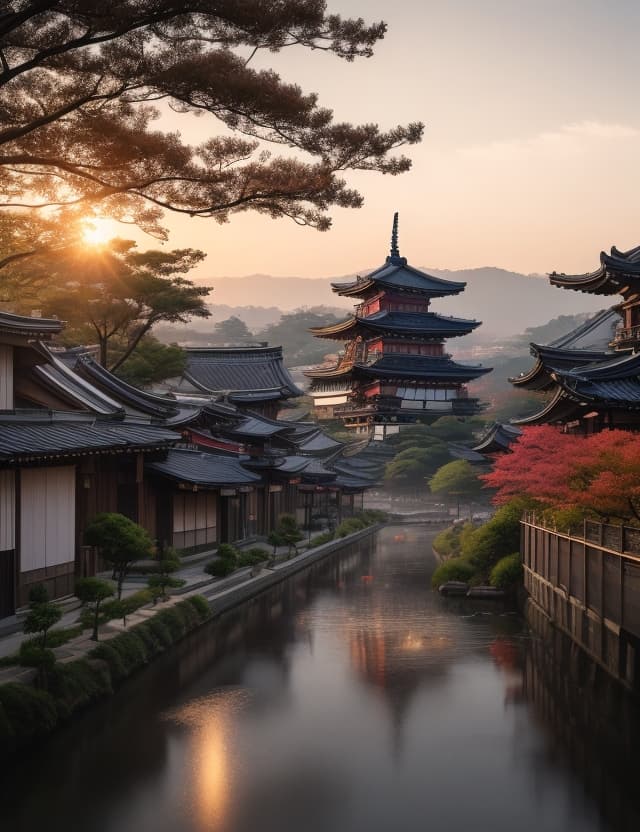 AI generated: The aesthetic city , Kakunodate Samurai District  without character , cityscape, urban , classic vie...