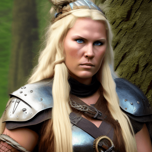 AI generated: High Definition Photo of a ultra realistic Medieval Viking female named Astrid Stormhammer, Beastsla...