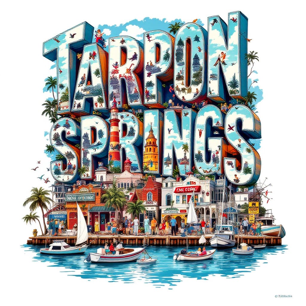 AI generated: A striking, high-contrast cinematic photo-style vertical collage that captures the essence of Tarpon...