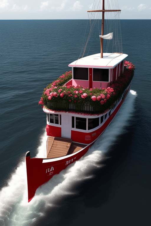 AI generated: Una rosa flotando en un barco
