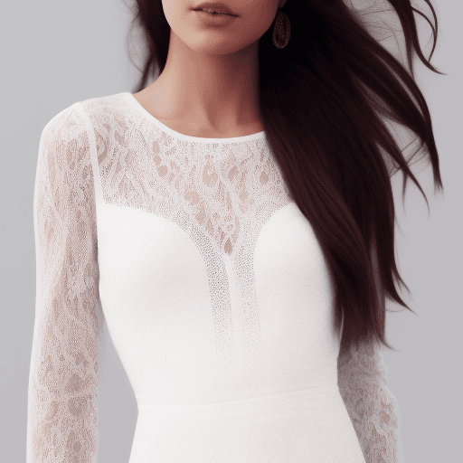 AI generated: center front display photo of a white dress with a long sleeve, on white background, show all, cente...