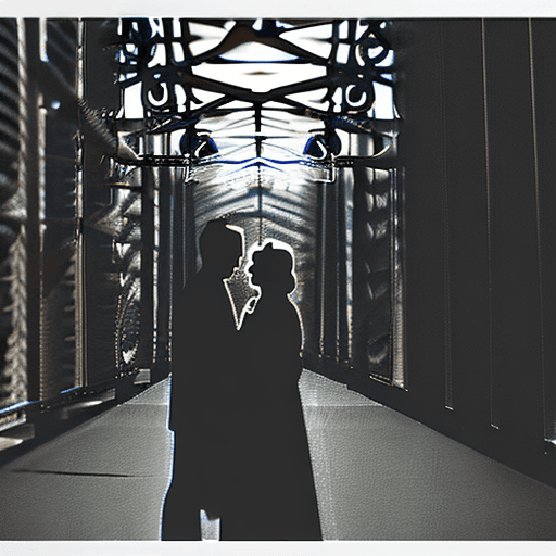 AI generated: of a couple standing together | Their silhouettes are framed against the wine background | smoke in ...