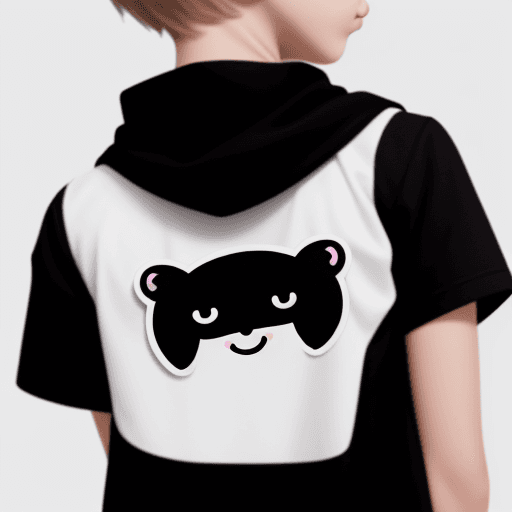 AI generated: a cute sticker of a teenager, wearing a black with white wear