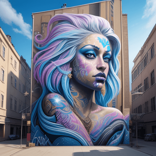 AI generated: A Majestic Mural Graffiti Graphic in the style of a Famous Street Artist Designer with realistic gli...