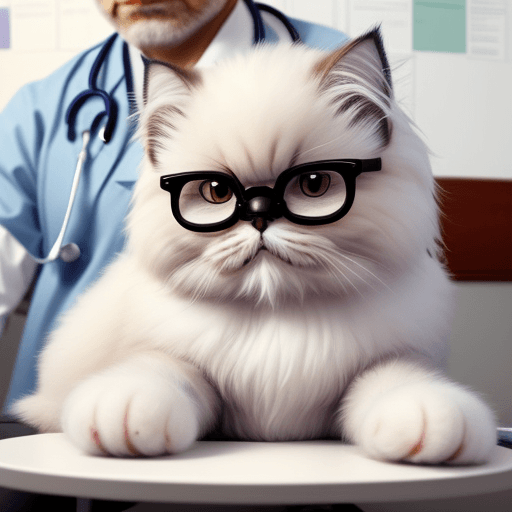 AI generated: I want a real persian cat that it is a doctor and it is working in a hospital and has glasses