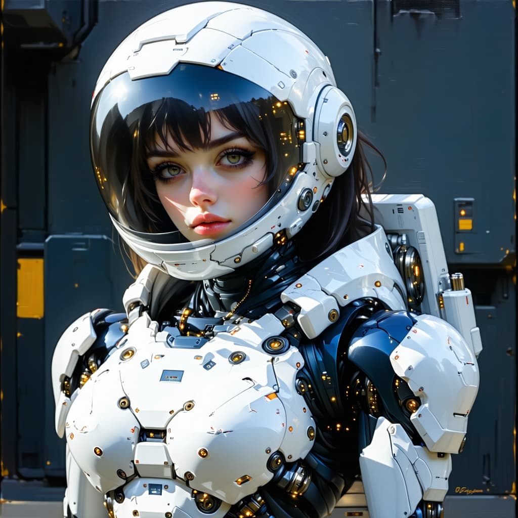 AI generated: Hyper realistic painting of a beautiful girl in an EVA plugsuit, hyper detailed, anime, by greg rutk...