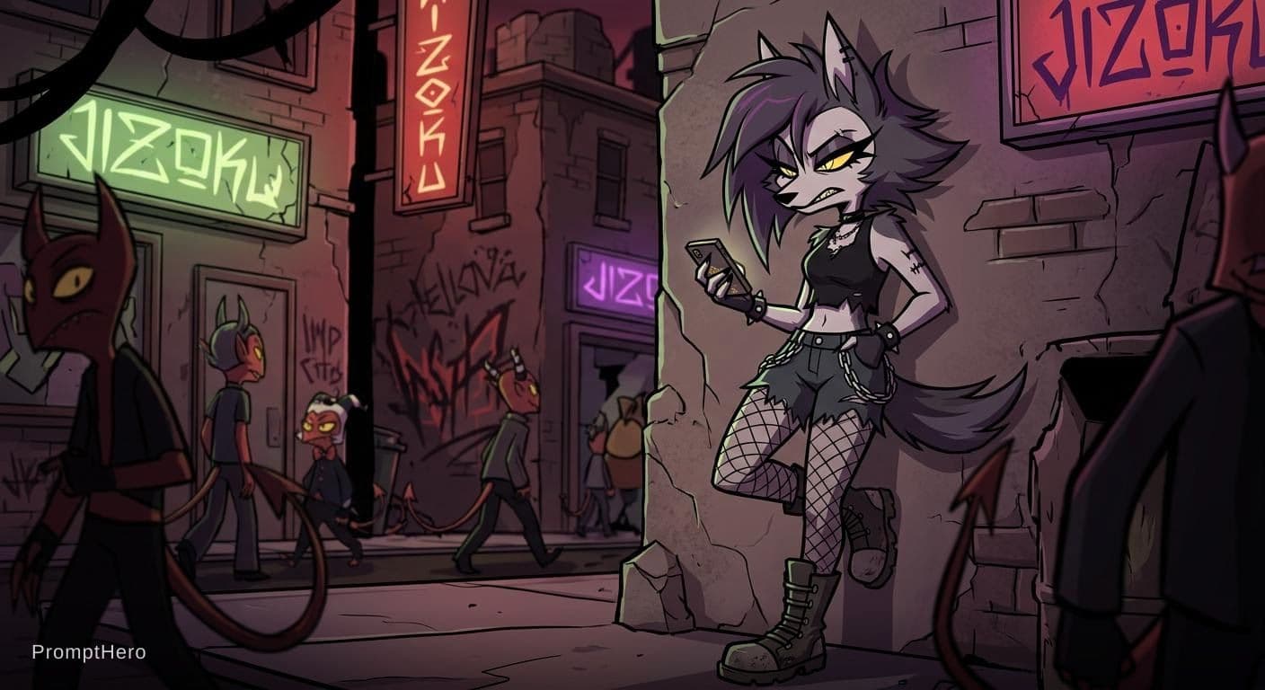 AI generated: 2d character, jizoku, loona, helluva boss art
