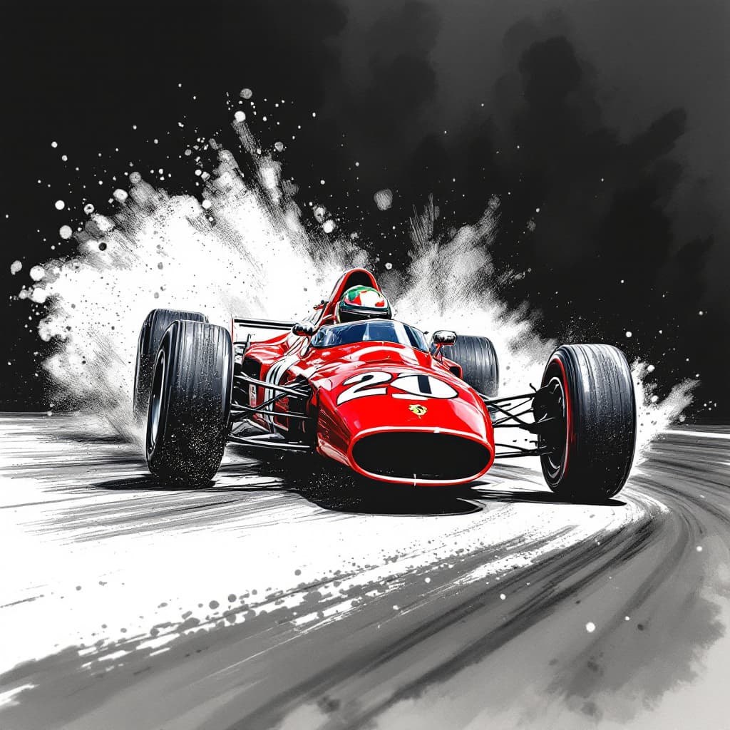 AI generated: modern ink meets charcoal drawing with influences of watercolor painting, a classic old school Ferra...