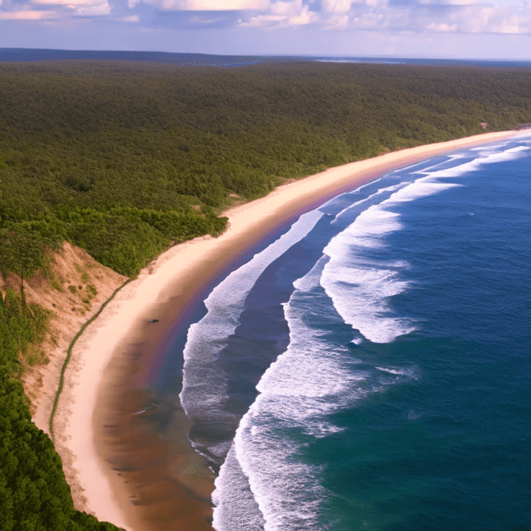 AI generated: oil on canvas,
soaring sky, sparse clouds above a beach below,
beautiful setting, morning, rainbow
u...