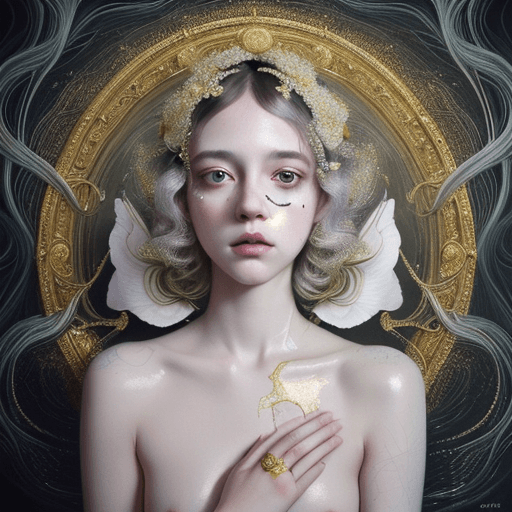 AI generated: the perfect picture for your instagram, in the style of brooke didonato, dark white and light gold, ...