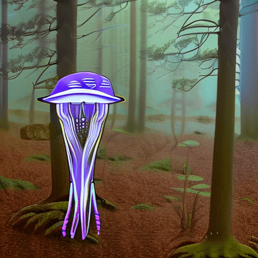 AI generated: 3 jellyfish in a foggy forest at twilight.