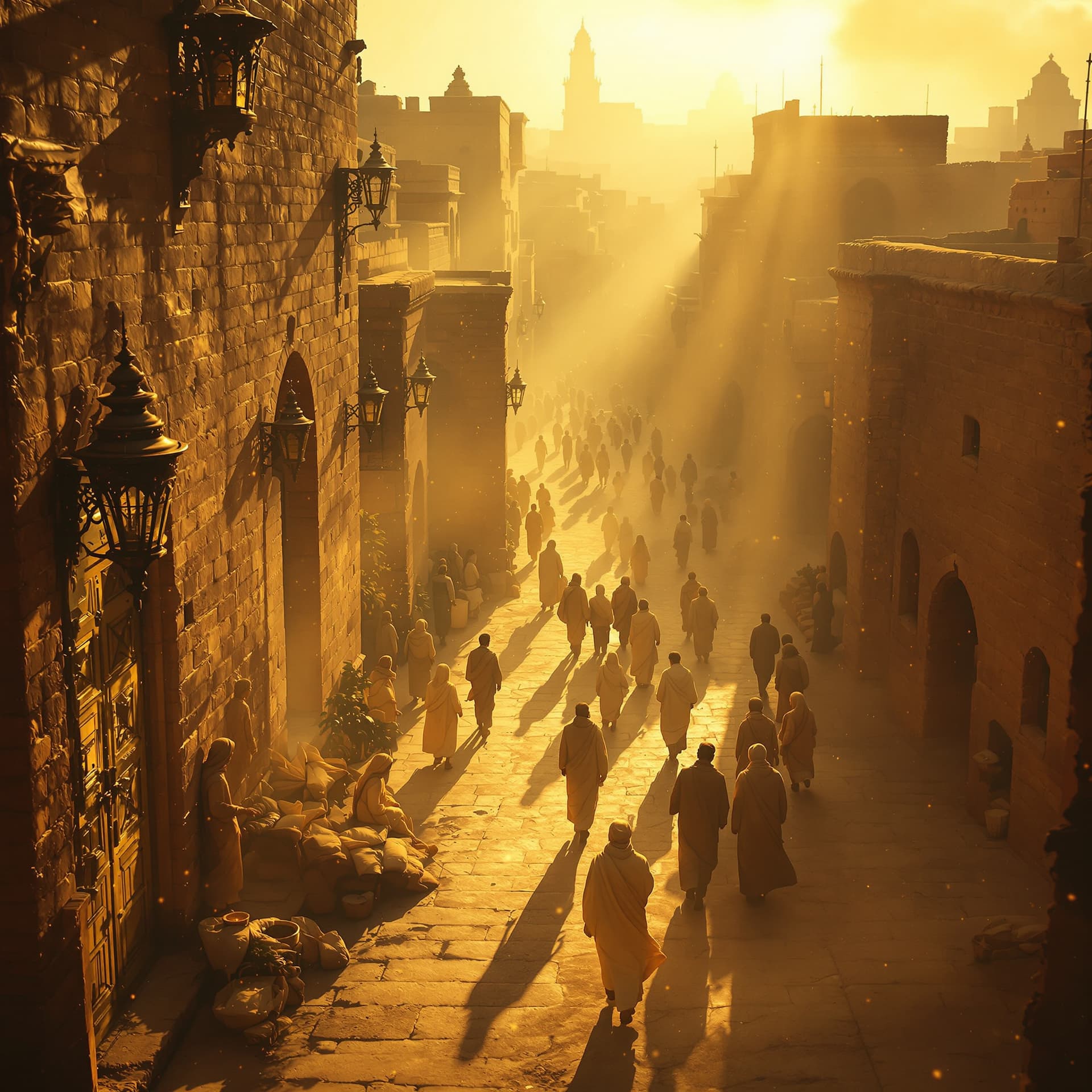 AI generated: cinematic masterpiece aerial view in ancient Baghdad, Iraq, during the Abbasid Caliphate (9th centur...