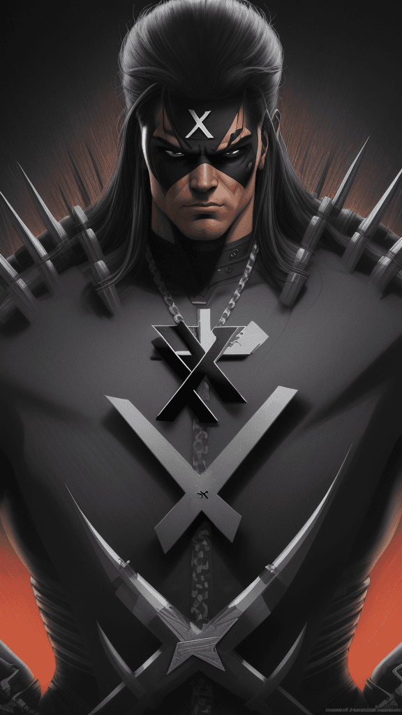 AI generated: A 16k poster with of Respect X (a/k/a "the X-Killer") (Dark Horse Comics) extremely detailed eyes an...