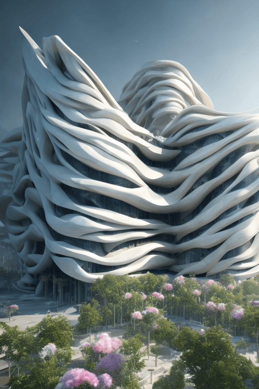 AI generated: A architectural aerial 3D rendering photorealistic visualization of a building inspired on the layer...