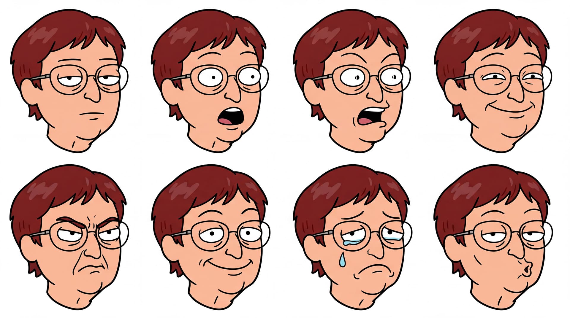 AI generated: Make facial expression from input image Keyframes / Breakdown Poses sheet: