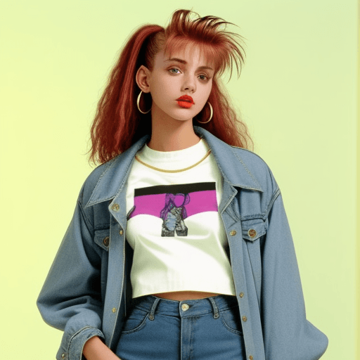 AI generated: woman wearing the 90s fashion clothes


