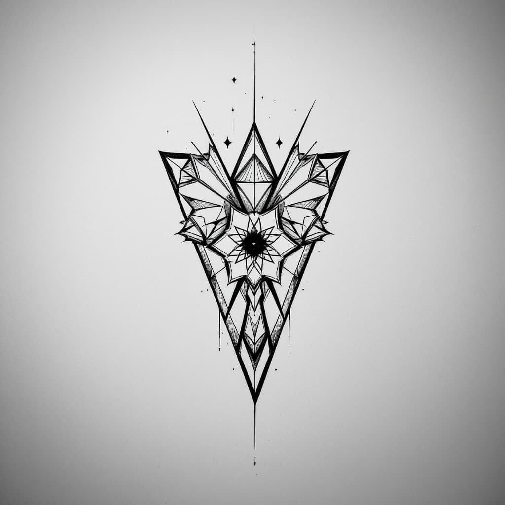 AI generated: tattoo idea design with a simple trangle, black and white design