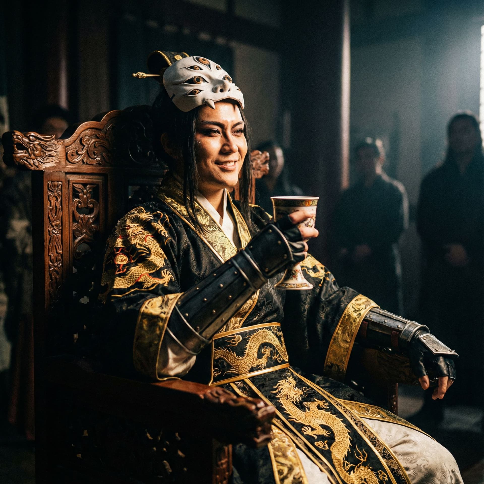 AI generated: Create a costume for Me based on quin shi huang from the anime récord of Ragnarok, incluiding the er...