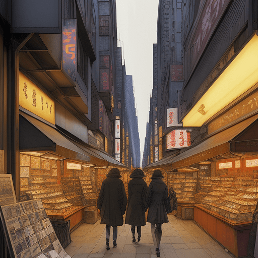 AI generated: new york, walking tour japan, in the style of hinchel, city center, manga-influenced, high quality, ...