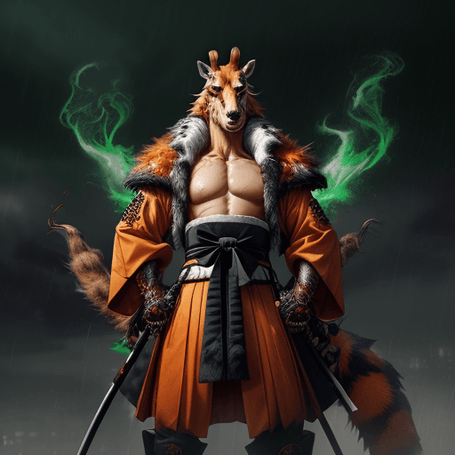 AI generated: epic professional photo shoot of the frontal portrait of an mighty anthropomorphic handsome furry ma...