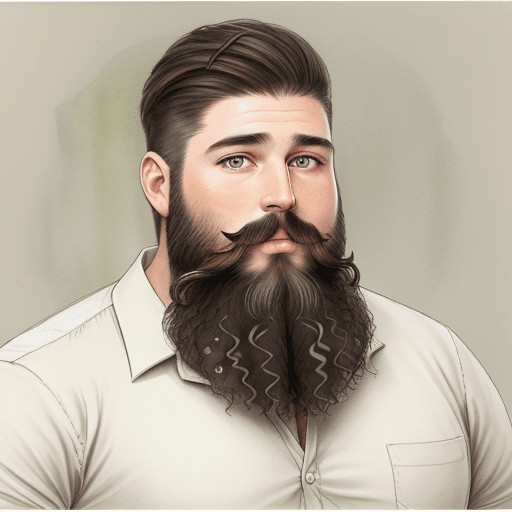 AI generated: Light natural tones, pencil drawing, watercolor drawing. Young man with a beard, 37 years old, brune...