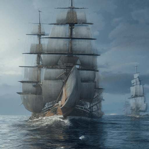 AI generated: photo of a ultra realistic sailing ship, dramatic light, pale sunrise, cinematic lighting, battered,...