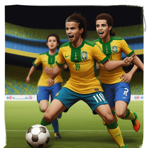 AI generated: Brazilian play soccer