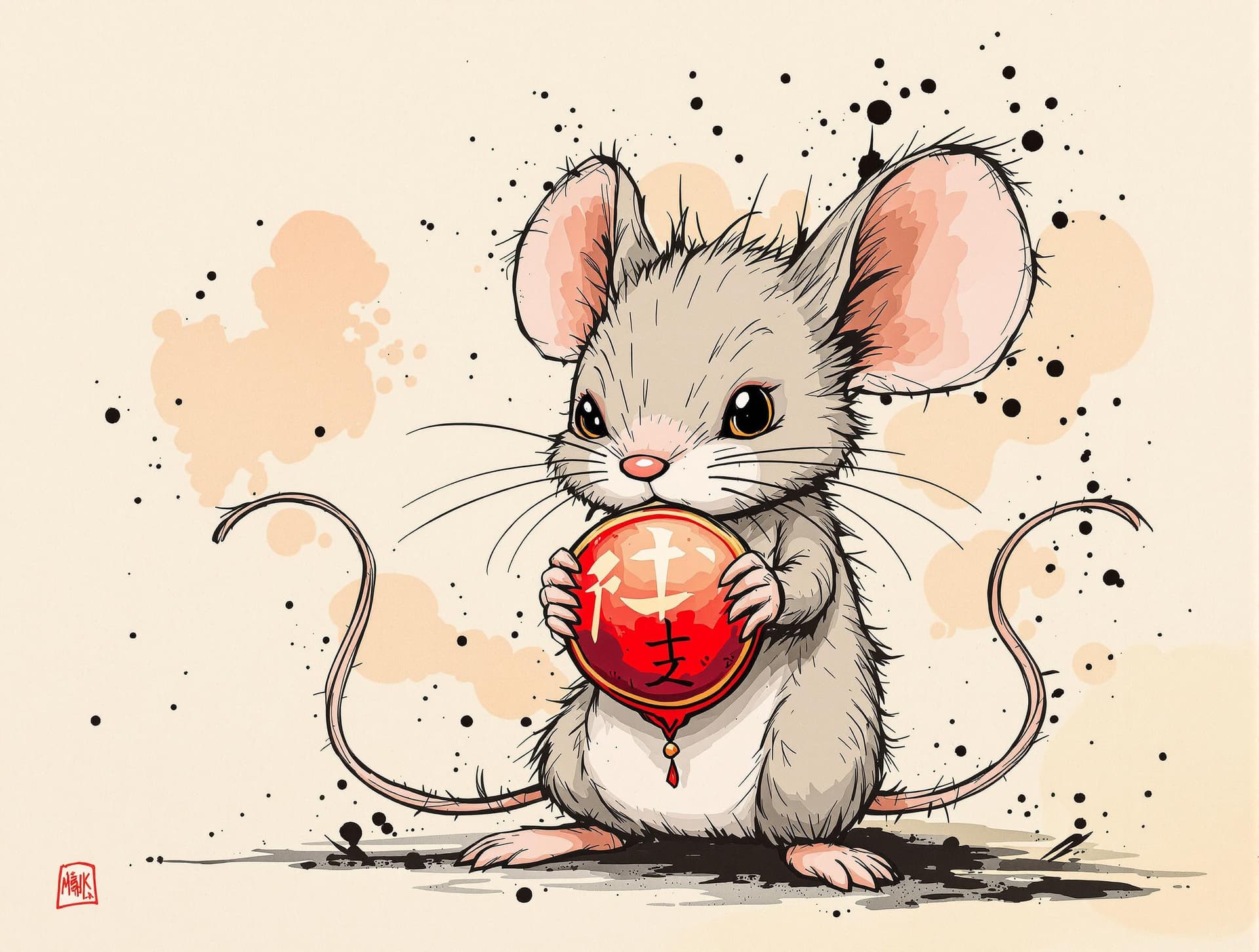 AI generated: exquisite，best quality, original, wallpaper,  complicated_background, a cute Mouse with straight fac...
