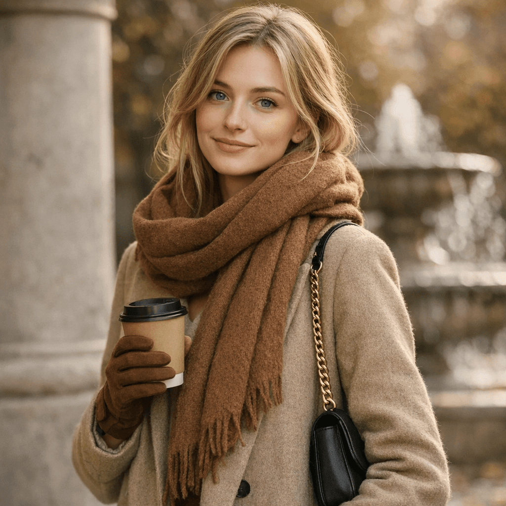 AI generated: {
  "title": "Warm Autumn Portrait",
  "intent": "Create a cozy, natural outdoor portrait featurin...